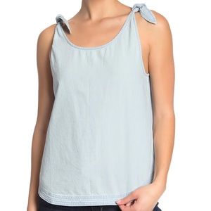 NWT Chambray Denim Tank Top with Tie Shoulder New Summer XXS BNWT